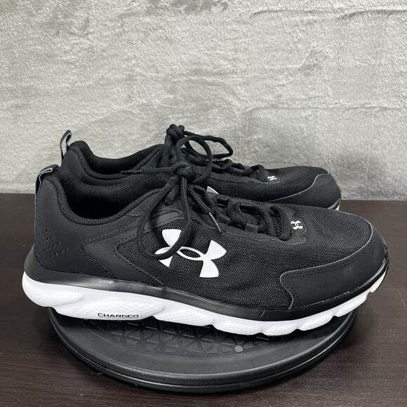 Under Armour Charged Assert 9 Mens Size 11 Black/White Running Sneakers - Picture 1 of 11